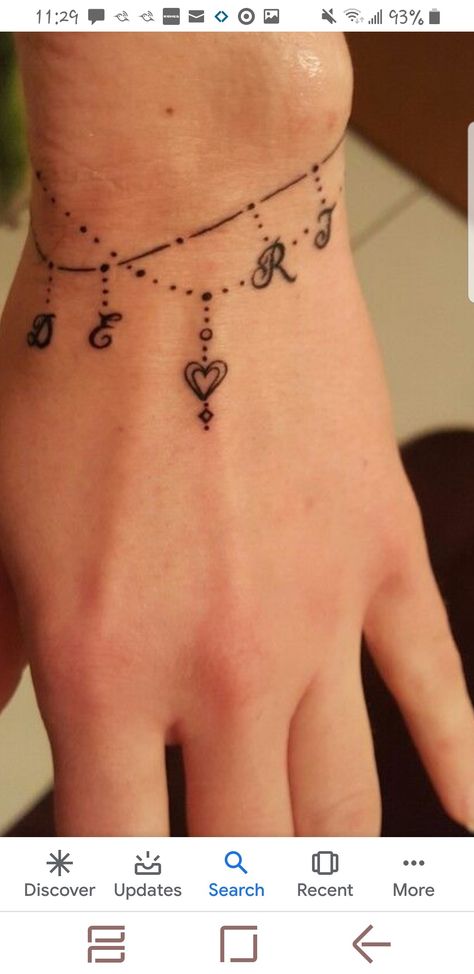 Initial Bracelet Tattoo, Tattoo Ideas With Grandkids Names, Tattoos For Grandchildren Ideas, Womens Bracelet Tattoos, Charm Bracelet Tattoo With Names, Bracelet Tatoos Ideas, Ankle Bracelet Tattoo With Names, Charm Bracelet Tattoo For Women, Braclet Tattoo Women