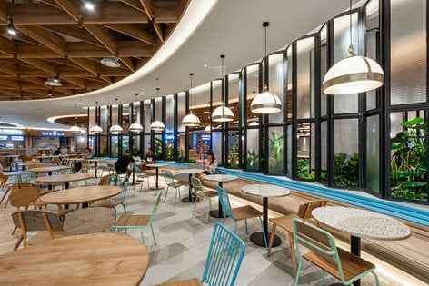 Food Empire | Metaphor Interior Architecture Dune Design, Food Court Design, Cafeteria Design, Bar Restaurant Design, Architecture Restaurant, Mall Food Court, Design Café, Hall Interior Design, Hall Interior