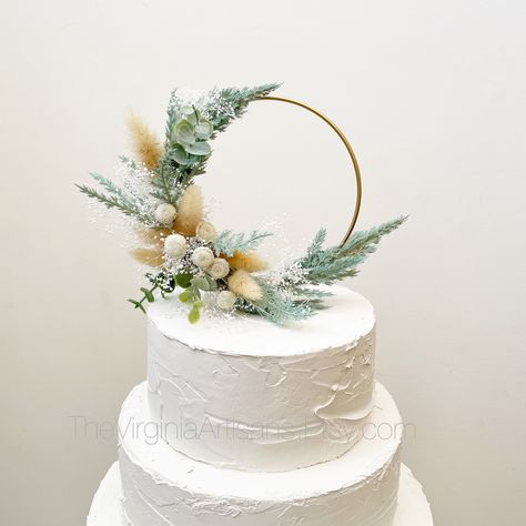 Pompous Grass Wedding Cake Topper, Wedding Cake Sage Green, 25th Cake, Dried Flowers Cake, 25th Anniversary Cake, Boho Cake Topper, Whimsical Cake, Money Wedding, Boho Wedding Cake