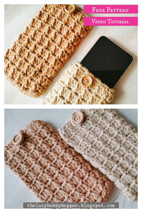 Mobile Phone Pouch Free Crochet Pattern and Video Tutorial Crochet Cellphone Pouch Free Pattern, Crochet Cell Phone Holder Free Pattern, Crochet Phone Bag Free Pattern, Crochet Cellphone Pouch, Crochet Mobile Pouch, Crochet Phone Holder, Crochet Phone Bag, Backpack Crochet, Phone Bag Pattern