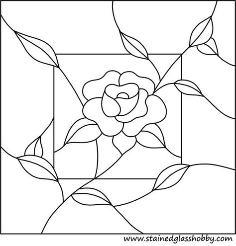 Flower panel stained glass pattern Rose: Flowers Pattern Design, Stained Glass Rose, Stained Glass Quilt, Stained Glass Patterns Free, Stained Glass Flowers, Stained Glass Diy, Stained Glass Crafts, Art Stained, Stained Glass Designs