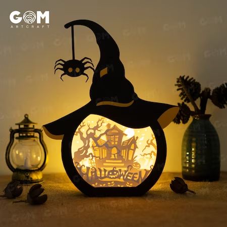 Shadow Box Template, Pumpkin Lanterns, Lantern Template, Halloween Shadow Box, Shadow Light Box, Paper Lanterns Diy, Pumpkin Lantern, Paper Box Template, Halloween Templates