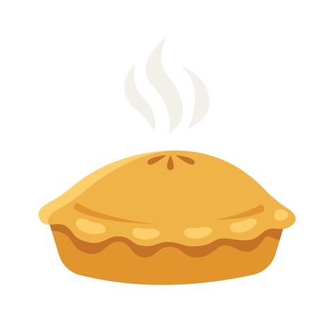 Pie Illustration Cute, Pie Graphic Design, Apple Pie Drawing, Apple Pie Illustration, Restaurant Doodle, Tea Doodle, Pastry Illustration, Pie Cartoon, Pie Illustration