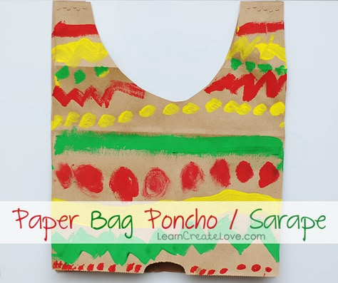 { Mexican Sarape / Poncho Craft } | LearnCreateLove Travel Homeschool, Mexico Crafts, Mexican Holiday, Mexican Crafts, Festive Crafts, 5 De Mayo, Homeschool Lesson, Mexican Culture, Craft For Kids