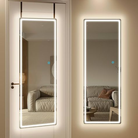 25 Bedroom Lighting Ideas You'll Love Full Length Mirror With Led Lights, Oversized Floor Lamp, Led Lights Wall, Bedroom Lighting Ideas, Light Up Mirror, Mirror For Bedroom, Novelty Lamps, Light Highlights, Cove Lighting