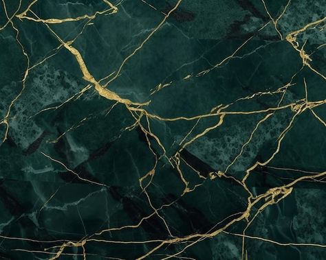 Marble With Gold Veins, Dark Green Marble, Decoration Studio, Marble With Gold, Gold Veins, Bathroom Top, Marble Wall, Green Interiors, Stone Texture