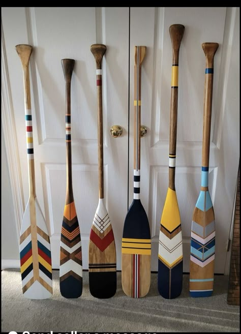 Painted Oars Paddles, Painted Oars, Paddle Decor, Oar Decor, Wooden Oars, Painted Paddles, Canoe Paddles, Deco Marine, Lake Decor