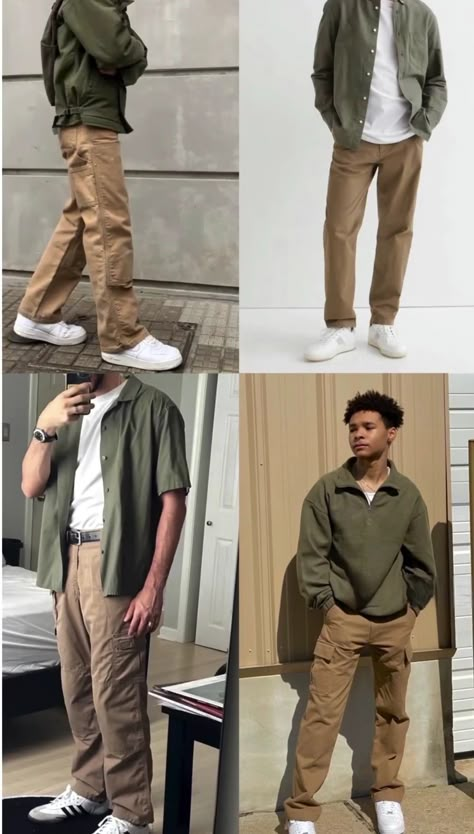 Earthy Tone Outfits Men, College Boy Outfits, Colour Combinations Clothes, Outfit Color Combinations, Guys Fashion Casual, T Shirt Collar, Mens Smart Casual Outfits, Smart Casual Menswear, Casual Menswear