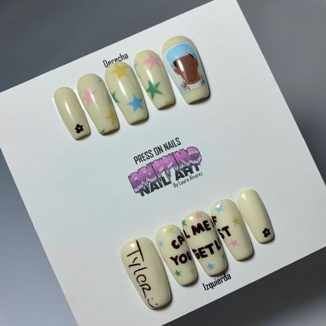 Kanye West Inspired Nails, Tyler The Creator Nails Short, Mf Doom Nails, Frank Ocean Nails Ideas, Kanye West Nails, Call Me If You Get Lost Nails, Tyler The Creator Nails Art, Tyler The Creator Nail Ideas, Tyler The Creator Inspired Nails