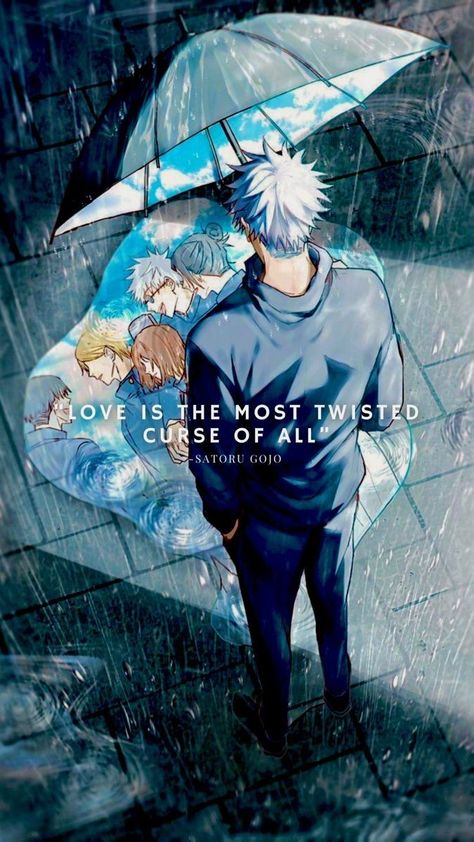 Its is the wallpaper of anime character named gojo satoru from jujutsu kaisen who is stating a quote about love. Gojo Satoru, An Anime, Anime Character, Jujutsu, Quotes, Anime