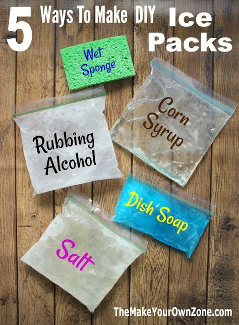 How to make a homemade ice pack - These five ideas are simple to do and can be made with common household items Diy Soft Ice Pack, Disposable Ice Pack For Lunches, Homemade Ice Bags, Sponge Ice Pack Diy, Homemade Ice Pack Rubbing Alcohol, How To Make Ice Packs Rubbing Alcohol, Gel Ice Pack Homemade, How To Make Ice Packs, Cooler Ice Pack Diy