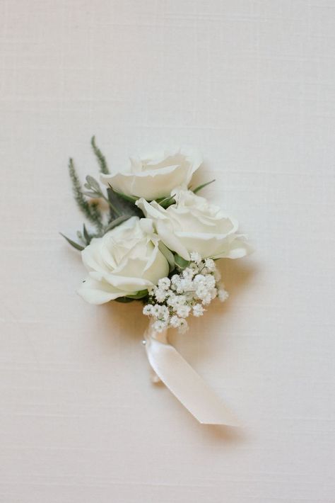 Winter Boutonniere, White Rose Boutonniere, White Spray Roses, White Boutonniere, White Roses Wedding, Rose Bridal Bouquet, Scranton Pa, Rose Boutonniere, Groom Boutonniere