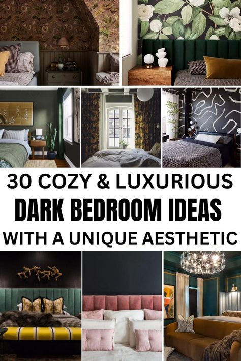 Cozy bedroom Modern Bedroom Ideas For Couples, Moody Walls, Dark Modern Bedroom, Dark Bedroom Ideas, Dark Bedrooms, Velvet Bedding, Dark Wood Furniture, Dark Modern, Dark Color Palette