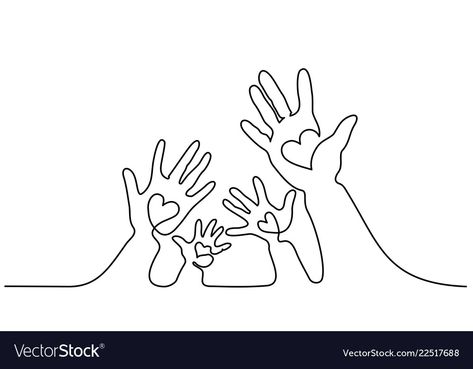 Family Hands Drawing, One Line Drawing Family Of 4, Family Love Illustration, Family Doodle, Family Of 4 Drawing, Logo Foto, Family Sketch, Hand Lines, African American Family