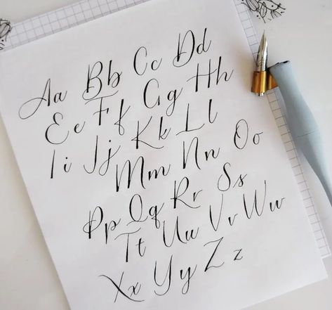 Alphabet Calligraphy Fonts, Different Alphabet, Calligraphy Alphabets, Cursive Fonts Alphabet, Modern Calligraphy Alphabet, Calligraphy Writing Styles, Hand Lettering Alphabet Fonts, Font Love, Alfabet Font