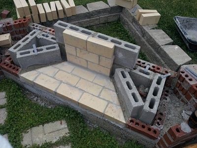 6 weeks to an outdoor fireplace, here we go... Diy Fire Pit Ideas, Outdoor Fireplace Plans, Cinder Block Fire Pit, Outside Fireplace, Diy Outdoor Fireplace, Outdoor Fireplace Designs, Cinder Blocks, Outdoor Fireplace Patio, Backyard Fireplace