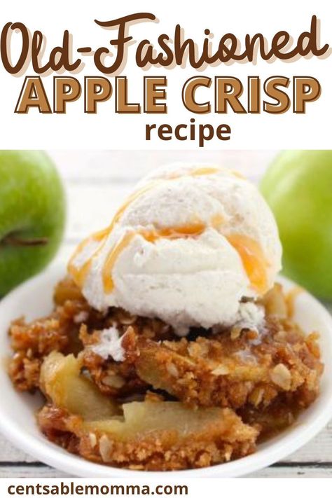 It's fall and apple picking season, which means fresh apples for recipes like this easy Old Fashioned Apple Crisp with oats - so delicious and crunchy! #applecrisp #fall #applerecipe #recipes Apple Crisp With Oats, Apple Crisp Pizza, Apple Crisp No Oats, Apple Crisp Without Oats, Apple Crisp Recipe Healthy, Old Fashioned Apple Crisp, Homemade Apple Crisp, Best Apple Crisp Recipe, Healthy Apple Crisp