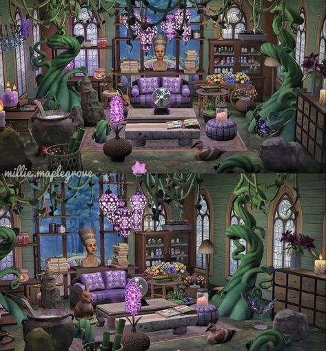 Acnh Cottagecore Room, Acnh Witchy House Exterior, Acnh Witchcore House, Acnh Fairytale House, Acnh Magical Designs, Acnh Witch Path, Acnh Cave Ideas, Acnh Mystical Designs, Acnh House Exterior Ideas Fairycore