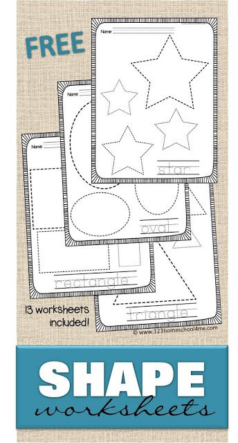 FREE Shape Worksheets - help kids practice making shapes and learning their names with these 13 free printable trace the shape worksheets. Includes extension ideas for tactile learning and younger students - perfect for toddler, preschool, prek, kindergarten, and first grade students. Printables For Prek, Themes Preschool, Shape Worksheet, Preschool Shapes, Printables Preschool, Daycare Curriculum, Shapes Drawing, Shapes Worksheet Kindergarten, Tactile Learning