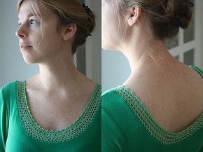 Crochet Upcycling, Col Crochet, Crochet Edges, Crochet Neckline, Crochet Yoke, Crochet Lace Edging, Crochet Collar, Shirt Refashion, Plain Shirt