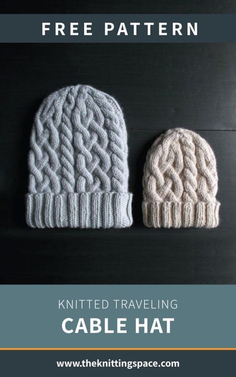 Stay extra-warm and cozy all winter by making this thick and toasty knitted cable hats for the entire family, ideal for daily commutes in the harsh frosty weather. This knitwear also makes for a practical holiday present for family and friends. | Discover over 3,500 free knitting patterns at theknittingspace.com #knitpatternsfree #winterknittingpatterns #winterknits #wintercrafts #wintercozy #winteraesthetic #DIY #giftideas Cable Hat Pattern Free, Cable Knit Hat Pattern, Hat Free Knitting Pattern, Cabled Hat Pattern, Winter Knitting Patterns, Beanie Knitting Patterns Free, Knitted Beanies, Cable Knitting Patterns, Knitting Hats