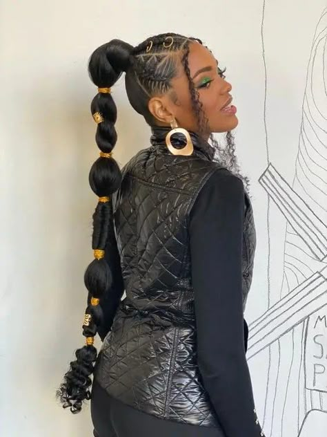 Elegant Mohawk Hairstyles, Jumbo Braiding Hair Hairstyles, Chunky Braid Hairstyles, Afropunk Braids, Long Bubble Ponytail, Afropunk Hairstyles, Box Braids Knotless, Afrocentric Hairstyles, Cabello Afro Natural