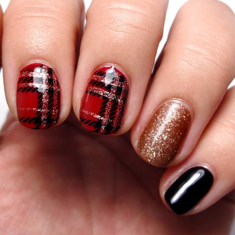 Red And Black Plaid Nails, Black Plaid Nails, Black Gel Polish, Red Gel Polish, Plaid Nails, How To Make Sushi, Cute Nail, Gel Designs, Nails Only