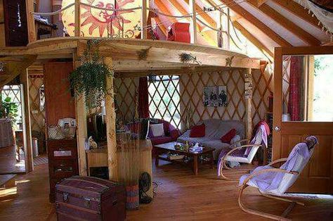 Yurt Loft, Modern Yurt, Hobbit Home, Yurt Interior, Yurt Home, Yurt Living, Loft Area, Silo House, Log Cabin Kits