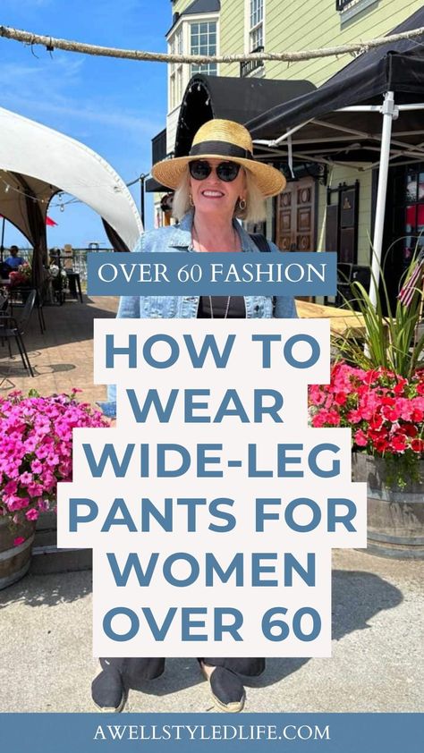 If you are wanting to try the wide-leg trend and have no idea on where to start, look no further. A Well Styled Life share tips on how to best style the wide-leg pants trend and 5 outfits ideas for summer. Follow for more styling tips and fashion finds for women over 60. Kinds Of Pants Women, Jackets With Wide Leg Pants, How To Sew Wide Leg Pants, Wide Leg Pants For Women, Wide Leg Pants Outfit Over 50, Women’s Wide Leg Pants, Comfortable Wide-leg Pants For Vacation, Comfortable Wide-leg Pants For Everyday, Versatile Wide-leg Summer Dress Pants