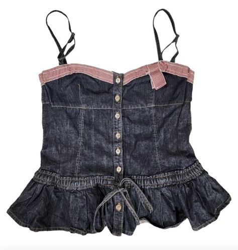 Dolce And Gabbana Corset, 2000s Fashion Icons, Vintage Dolce And Gabbana, Denim Corset Top, Streetwear Inspo, Denim Corset, Y2k Denim, Old Hollywood Glamour, Princess Style