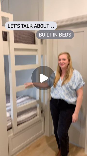 Williams House LLC on Instagram: "Let’s talk about… Built in beds ✨
•
•
#pinerock19 #williamshouse #builtinbunkbeds #builtinbeds #houstonconstruction #houstoncontractor #homebuild #homedesign #renovations #custombuild #custombuilder #customdesign" Built In Bunk Bed Queen And Twin, Closet Bunk Beds Built Ins, Build In Bunk Beds, Closet Bunk Beds, Bunk Beds Plans, Built In Bunk Beds Small Room, Diy Built In Bunk Beds, Built In Beds, Built In Bunkbeds