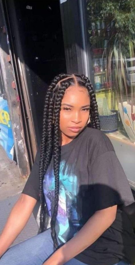 Grosse Braids, Big Box Braids Jumbo, Big Braids For Black Women, 6 Jumbo Box Braids, Braids Big, Big Box Braids, Big Braids, Big Box Braids Hairstyles, Jumbo Box Braids