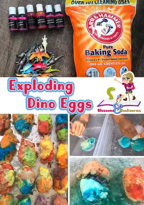 Dinosaur Week, Simple Science Experiments, Basic Baking, Dinosaur Food, Hatching Egg, Baking Soda And Vinegar, Plastic Dinosaurs, Dinosaur Play, Dino Eggs