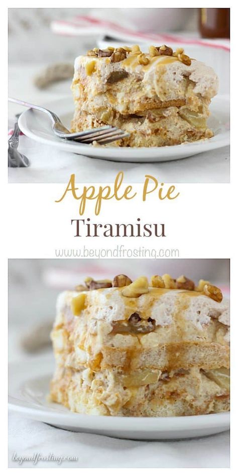 Apple Pie Tiramisu Beyond Frosting, Tiramisu Recept, Spiced Whipped Cream, Baked Apple Dessert, Tiramisu Dessert, Apple Pie Filling, Apple Pie Spice, Tiramisu Recipe, Oreo Dessert