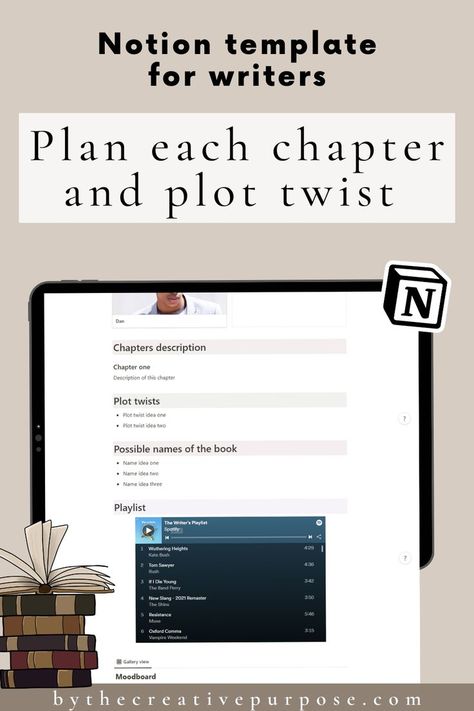 Writing Tracker, Book Writing Template, Notion Template For Work, Writing Inspiration Characters, Author Planner, Character Moodboard, Simple Daily Planner, Book Planner, Blogging Inspiration