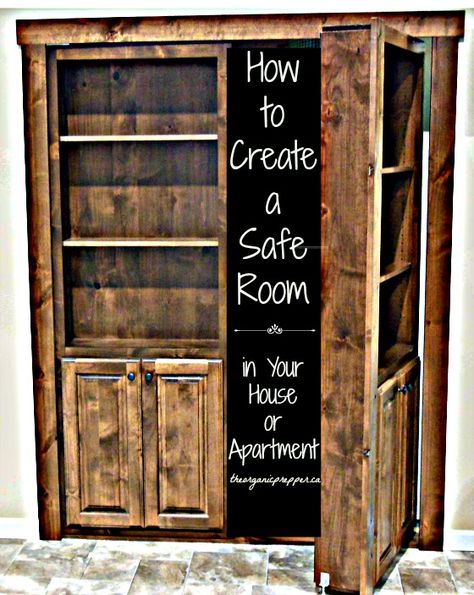 How to Create a Safe Room in Your House or Apartment | Ready Nutrition Skjulte Rum, Panic Rooms, Secret Passages, Safe House, Bookcase Door, Hidden Spaces, Secret Space, Safe Room, Hidden Rooms