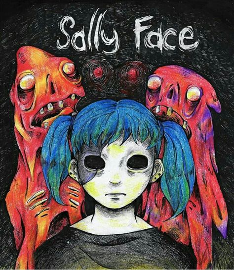 Sally Face Poster, Sally Face, Poster Poster, Idea Pins, Blue Hair, A Girl, Hair, Pins, Blue