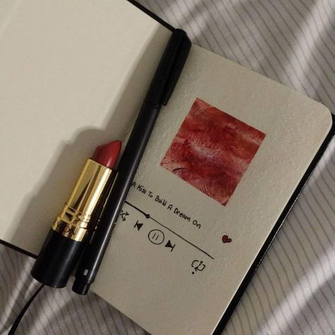 journaling, journaling ideas, love, kiss, Revlon, sharpie pen, lipstick, Lana del Rey, coquette, valentine, love song, music, art, inspo, lipstick mark, romantic, vintage, vintage aesthetic, red lipstick, lover, soft, Spotify, doodle, drawing, A kiss to build a dream on, Louis Armstrong, Kiss Stains On Paper Aesthetic, Lovebites Mark Aesthetic, Lip Marks Aesthetic, Kiss Journals, Journal Ideas Aesthetic Vintage Easy, Kiss Mark Gift Ideas, Lipstick Aesthetic Drawing, Kiss Mark Wallpaper Iphone, Lipstick Art Drawing Kiss