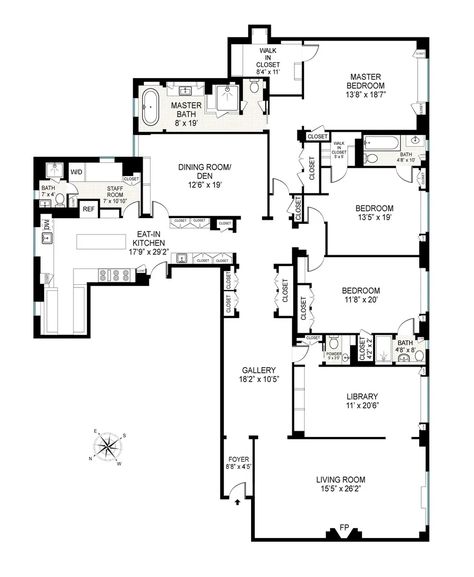 983 Park Avenue #10B, New York, NY 10028: Sales, Floorplans, Property Records | RealtyHop Floor Boards, Book House, Staff Room, Apartment Floor Plan, Apartment Plans, New York Apartment, Eat In Kitchen, Park Avenue, Closet Bedroom