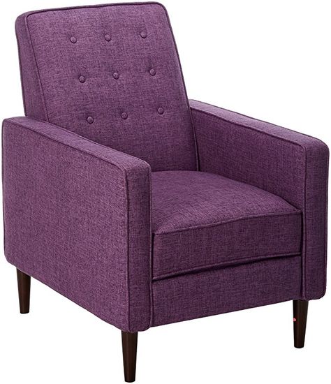 Amazon.com: GDF Studio 301372 Mason Recliner: Gateway Midcentury Recliner Chairs, Purple Recliner, Mid Century Modern Recliner, Purple Chair, Victorian Sofa, Mid Century Modern Fabric, Modern Recliner, Small Pillows, Modern Fabric