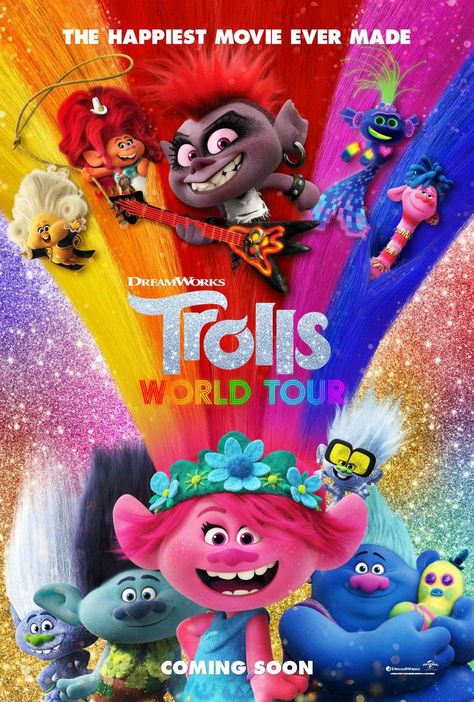 Trolls World Tour - Yeah, I watched this. Happy Movie, Trolls World Tour, Poppy And Branch, Clarence Thomas, 2020 Movies, Dreamworks Trolls, Cartoon World, Anna Kendrick, Tour Posters