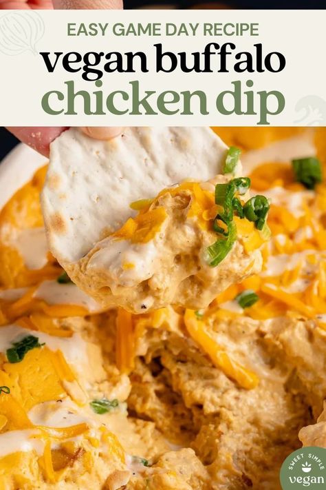 Vegan Buffalo Chicken Dip, Vegan Buffalo Dip, Vegan Buffalo Chicken, Buffalo Dip, Leftover Chicken Breast, Vegan Appetizer, Homemade Buffalo Sauce, Vegan Party Food, Vegan Dip