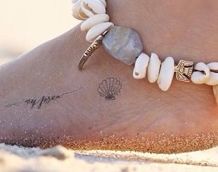 Seashell Tiny Tattoo, Small Sea Inspired Tattoos, Seashell Tattoo Placement, Dainty Seashell Tattoo, Dainty Shell Tattoo, Seashell Tattoos For Women, Tiny Ocean Tattoos For Women, Tiny Seashell Tattoo, Tiny Shell Tattoo