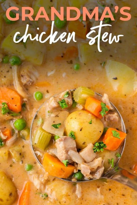 Homemade Chicken Stew, Southern Chicken Stew, Best Chicken Stew, Easy Chicken Stew, Stew Recipes Crockpot, Creamy Chicken Stew, Chicken Vegetable Stew, Chicken Stew Recipe, Buns In My Oven