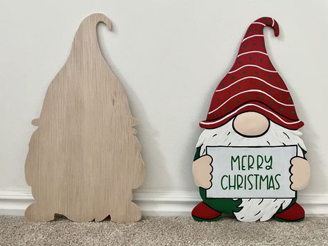 Wooden Gnomes Diy, Gnome Cutouts, Wood Christmas Gnomes Diy, Diy Wooden Christmas Knomes, Wooden Gnomes, Christmas Wooden Gnomes, Pallet Wood Gnome, Gnome Wood Cutout, Christmas Cutouts