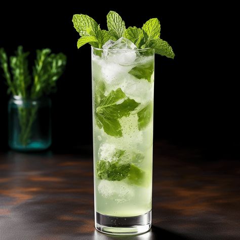 Ingredients: Soju:2oz · Fresh Lime Juice:1oz · Simple Syrup:0.5oz · Mint Leaves:6-8 · Asian Pear:0.5 · Soda Water:Top · Garnish:Mint Sprig and Asian Pear Slice Easy Vodka Cocktails, Kamikaze Cocktail, Soju Cocktail, Mojito Drink, Asian Pear, Simple Syrup Recipes, Mojito Cocktail, Sweet Cocktails, Gin Fizz