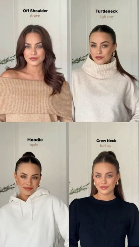 Quick Business Hairstyles, Law School Hairstyles, Hairstyles For Crew Neck, Quiet Luxury Hairstyle, Sweater Hairstyles, Jacket Hairstyles, Hairstyles For The Office, Barista Hairstyles, Clean Hairstyles