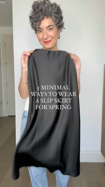 GRAZIA | DAILY STYLE INSPO on Instagram: "5 MINIMAL (AND NEUTRAL) WAYS TO WEAR A SLIP SKIRT FOR SPRING // My favorite slip skirt in 5 of my favorite ways to style it - minimal chic in black and white!  . A slip skirt is one of the easiest pieces to wear year around and is so versatile. This one is perfection and the quality is 🤌🏼 - I’ll link everything I can for you!  . . #mango #slipskirt #outfitideas #waystowear #neutralstyle #minimalstyle" Silk Slip Skirt Outfit Summer, Cream Slip Skirt Outfit, Silk Slip Skirt Outfit, Slip Skirt Outfit Summer, Black Slip Skirt, Slip Skirt Outfit, Silk Slip Skirt, Skirt Outfit Summer, Outfit Collage