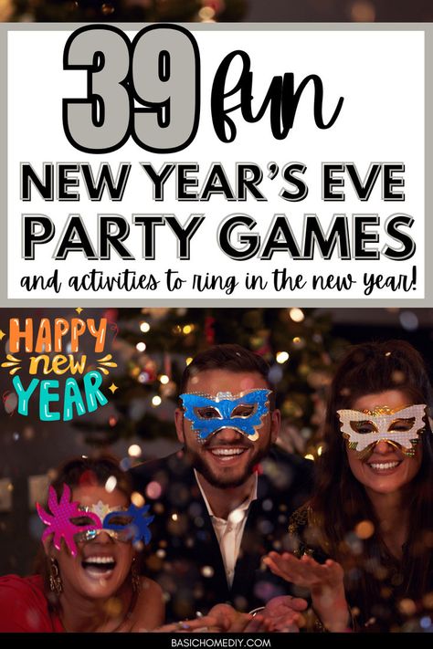 Find 39 unique New Year’s Eve party games and activities for an amazing event. Check out this list of home party game ideas to entertain adults, kids, teens, families, and company! From drinking games for adults to dinner party games, we've got minute-to-win-it challenges, murder mystery games, escape rooms, printable word searches, and interactive games like balloon pop, bingo, and karaoke. These easy NYE games are engaging activities for house parties, seniors, groups, and friends. Drinking Games For Adults, Activity For Seniors, Nye Games, Winter Party Games, Dinner Party Games, Celebrating With Friends, Party Game Ideas, Home Party Games, New Years Activities