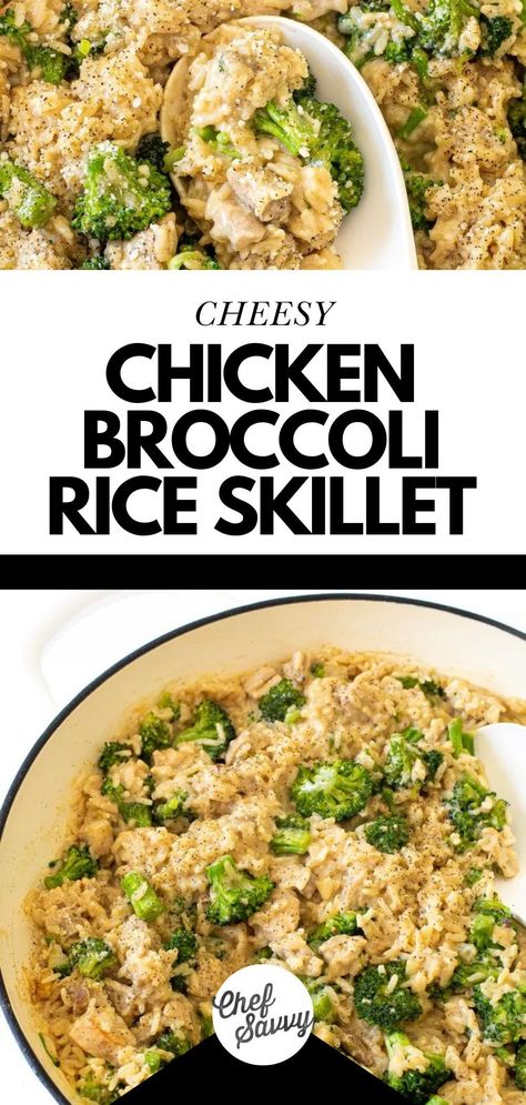 Save this recipe for the Best Quick and Easy Cheesy Chicken Broccoli Rice Skillet. This Cheesy Chicken Broccoli Rice Skillet is a comforting and flavorful one-pan meal that combines tender chicken, crispy broccoli, and fluffy rice! This quick and easy dish is perfect for busy weeknights, delivering a wholesome meal with minimal cleanup! Follow Chef Savvy for more Family Friendly Ideas for Dinner! Chicken Broccoli Rice Stovetop, One Pan Cheesy Chicken Broccoli And Rice, Chicken And Rice Skillet Easy, Chicken Broccoli Rice Skillet, Broccoli Rice And Chicken, Chicken Broccoli Recipes, Chicken And Broccoli Rice, Broccoli Chicken Rice, Chicken Rice Broccoli